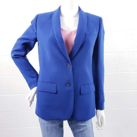 J. Crew Factory Women's Blue Crepe Blazer Work Suit Jacket B9367 Size 2 - Picture 2 of 12